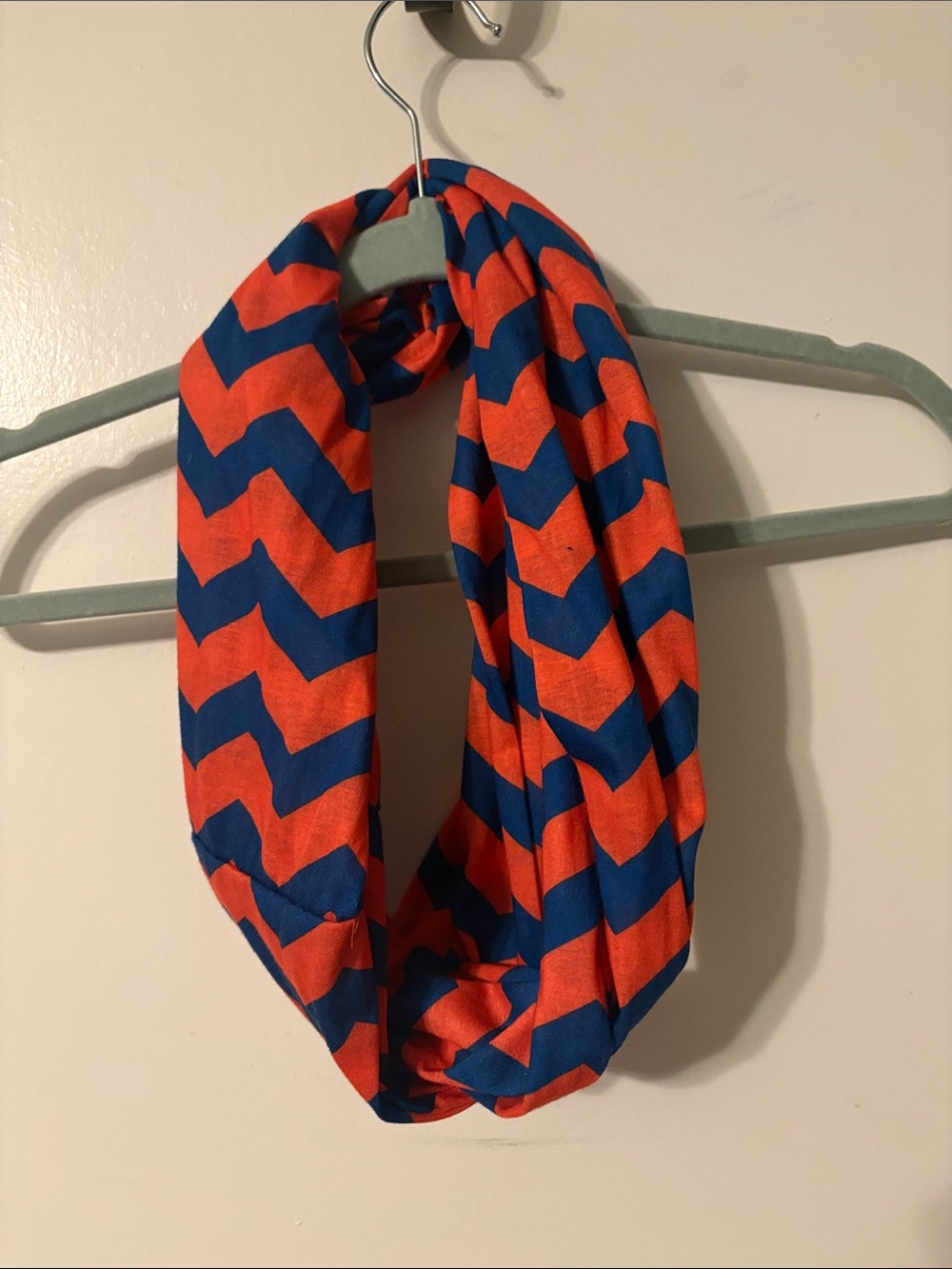 Chevron Infinity Scarf - Orange & Blue